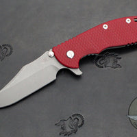 Hinderer XM-24 4.0" Bowie Edge- Working Finish Handle and Blade- Red G-10 Gen 6 Tri-Way Pivot System