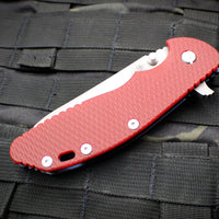 Hinderer XM-24 4.0" Sheepsfoot with Battle Blue Handle Working Finish Blade Red G-10 Gen 6 Tri-Way Pivot System