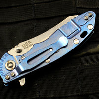 Hinderer XM-18 3.0" Skinner Stonewash Blue Ti With Stonewash Blade Finish Black G-10 Gen 6 Tri-Way Pivot System