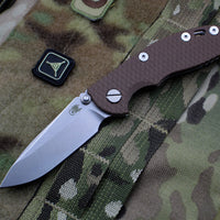 Hinderer XM-18 3.0" Non-Flipper FDE G-10 With Stonewash Spearpoint Edge Gen 6 Tri-Way Pivot System