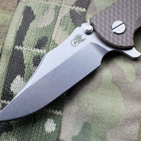 Hinderer XM-18 3.5" Bowie FDE G-10 Stonewash Bronze Handle, Stonewash Finished Blade Gen 6 Tri-Way Pivot System