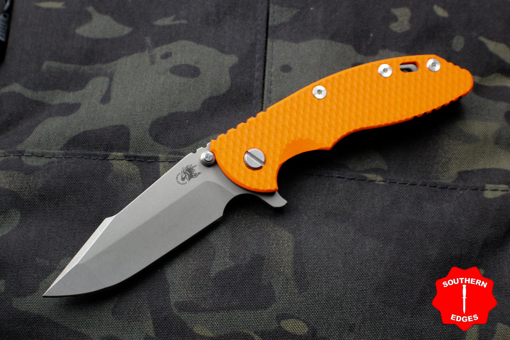 Hinderer XM-18 3.5" Orange G-10 Harpoon Spanto Working Finish Blade Gen 6 Tri-Way Pivot System