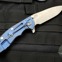 Hinderer XM-18 3.5" Black G-10 Slicer Blade Battle Blue Finished Handles Working Finish Blade Gen 6 Tri-Way Pivot System