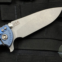 Hinderer XM-18 3.5" Black G-10 Slicer Blade Battle Blue Finished Handles Working Finish Blade Gen 6 Tri-Way Pivot System