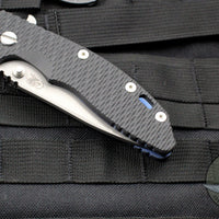 Hinderer XM-18 3.5" Black G-10 Slicer Blade Battle Blue Finished Handles Working Finish Blade Gen 6 Tri-Way Pivot System