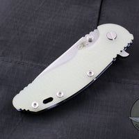 Hinderer XM-18 3.5" Translucent Green G-10 Slicer Edge Stonewash Blue Finish Stonewash Blade Gen 6 Tri-Way Pivot System