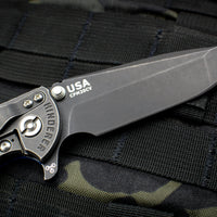 Hinderer XM-18 3.5" Spanto Edge Battle Black DLC Handle with Blue G-10 and Battle Black DLC Finished Blade Gen 6 Tri-Way Pivot System