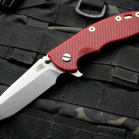 Hinderer XM-18 3.5" Spanto Edge Stonewash Handle S45VN Stonewash Finished Blade Red G-10 Gen 6 Tri-Way Pivot System