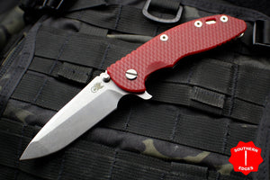 Hinderer XM-18 3.5" Spanto Edge Stonewash Handle S45VN Stonewash Finished Blade Red G-10 Gen 6 Tri-Way Pivot System