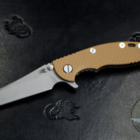 Hinderer XM-18 3.0" Wharncliffe Coyote G-10 -With Battle Bronze Ti Working Finish Blade Gen 6 Tri-Way Pivot System