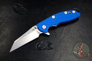 Hinderer XM-18 3.0" Wharncliffe Blue G-10 -With Stonewash Finished Ti Handle and Blade Gen 6 Tri-Way Pivot System