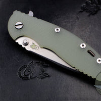 Hinderer XM-18 3.5" Recurve Edge Translucent Green G-10 Stonewash Bronze Finished Ti and Stonewash Blade Gen 6 Tri-Way Pivot System