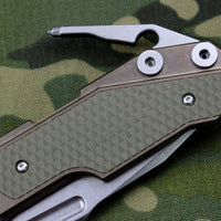Hinderer Fulltrack Bronzed Titanium/OD Green G-10 Handle Spanto Stonewash Blade Gen 6 Tri-Way Pivot System