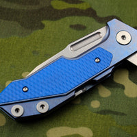 Hinderer Fulltrack Blue Stonewash Titanium/Blue G-10 Handle Spanto Stonewash Blade Gen 6 Tri-Way Pivot System