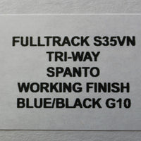 Hinderer Fulltrack Working Finish Titanium/Blue and Black G-10 Handle Spanto Working Finish Blade Gen 6 Tri-Way Pivot System