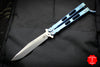 Hinderer Knives Nieves Balisong Butterfly Blue Titanium Handle Stonewash Spanto Blade