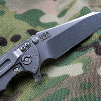 Hinderer XM-18 3.5"- Fatty Wharncliffe- Stonewash Titanium And OD Green G-10 Handle- Stonewash Blade