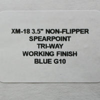 Hinderer XM-18 3.5" Non-flipper Blue G-10 Spearpoint Working Finish Gen 6 Tri-Way Pivot System