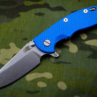 Hinderer XM-18 3.5" Blue G-10 Skinny Sheepsfoot Stonewash Blade Gen 6 Tri-Way Pivot System
