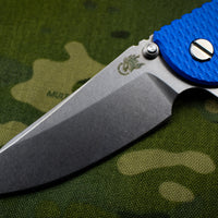 Hinderer XM-18 3.5" Blue G-10 Skinny Sheepsfoot Stonewash Blade Gen 6 Tri-Way Pivot System