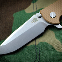 Hinderer XM-18 3.5" Coyote G-10 Spanto Edge Stonewash Finished Blade Gen 6 Tri-Way Pivot System