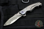 Jeremy Krammes Custom Flipper - Carved Carbon Fiber and Zirconium Scale with San Mai Damascus Blade