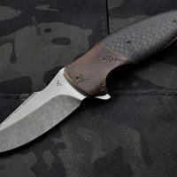 Jeremy Krammes Custom Pulse Flipper - Apocalyptic Wharncliffe with Carbon Fiber and Copper Handle