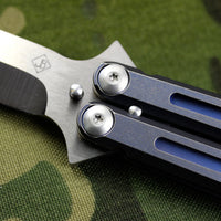 Jim Burke Custom Model "88" Balisong Butterfly Titanium with Hand Ground Recurve Blade