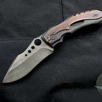 Jeremy Krammes Custom Apoc Folder - Carbon Fiber and Copper Scales with Satin Bearing Inlaid Blade