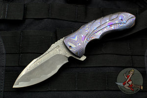 Jeremy Krammes Custom Flipper - Carved Timascus Handle with San Mai Damascus Blade