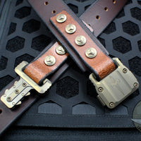 Marfione "APIS" Belt, Mens Dark Brown Buffalo Leather with Bronzed Titanium Buckle