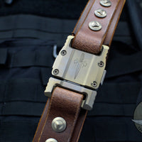 Marfione "APIS" Belt, Mens Brown Buffalo Leather with Titanium Bronze Buckle