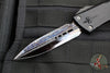 Marfione Custom Combat Troodon- Double Edge- Black Hefted Aluminum- Hot Blued Reptilian Pattern Vegas Forge Damascus Blade- Matching Damascus Pocket Clip- DLC Ringed HW