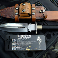 Marfione Custom Interceptor Fixed DE Joyu Finish With Bronze Finished Guard and Buttcap With Black Cord Leather Sheath
