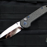 Marfione Custom LUDT- Carbon Fiber Scales and Inlaid Button- Mirror Polished Blade and Blue-Ringed HW 335-MCK HPCFBL