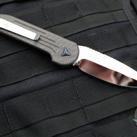 Marfione Custom LUDT- Carbon Fiber Scales and Inlaid Button- Mirror Polished Blade and Blue-Ringed HW 335-MCK HPCFBL