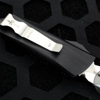Marfione Custom Mini Troodon- Double Edge- Black Handle with Mirror Polished Blade- Blue Ringed HW SN07