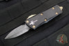 Marfione Custom Mini Troodon- Double Edge Spike Grind- Black Handle with Sharktooth Vegas Forge Damascus Blade Bronze HW SN17