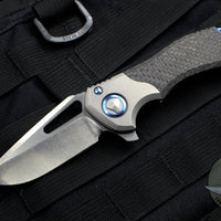 Marfione Custom Protocol Folder Flipper Carbon Fiber/Vapor Blasted Ti Blue Hardware