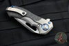 Marfione Custom Protocol Folder Flipper Carbon Fiber/Vapor Blasted Ti Blue Hardware