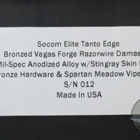 Marfione Custom Socom Elite Tanto Edge Razorwire Damascus W Bronze HW 360-MCK TERW
