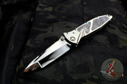 Marfione Custom Socom Elite Titanium with Muonionalusta Meteorite Inlay Mirror Polished Tanto Edge Star Grind Flamed Backspacer