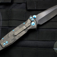 Marfione Custom Socom Elite Tanto Edge Black Camo Fat Carbon Fiber DLC Two-Tone Apocalyptic Blade with Blue Titanium 360-MCK TE BLKCAMOFATCF DLCTTAP