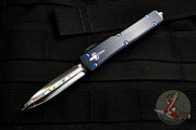 Marfione Custom UTX-70 Double Edge Abalone Inlaid Mirror Polish Blade with Blue HW 347-MCK DEAB HPBL