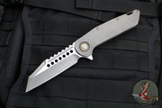 Marfione Custom Warhound Folder- Apocalyptic Finished Titanium Handle- Two-Tone Apocalyptic Finished Blade- Bronze Hardware 391-MCK APOCBR