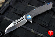 Marfione Custom Warhound Folder Hand Rubbed Satin Carbon Fiber Blue Titanium Hardware 391-MCK CFHRBL