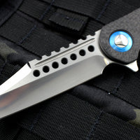 Marfione Custom Warhound Folder Hand Rubbed Satin Carbon Fiber Blue Titanium Hardware 391-MCK CFHRBL