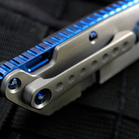 Marfione Custom Warhound Folder Hand Rubbed Satin Carbon Fiber Blue Titanium Hardware 391-MCK CFHRBL