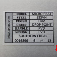 Medford Micro Praetorian T Folder Black PVD Titanium Handle With Satin Drop Point