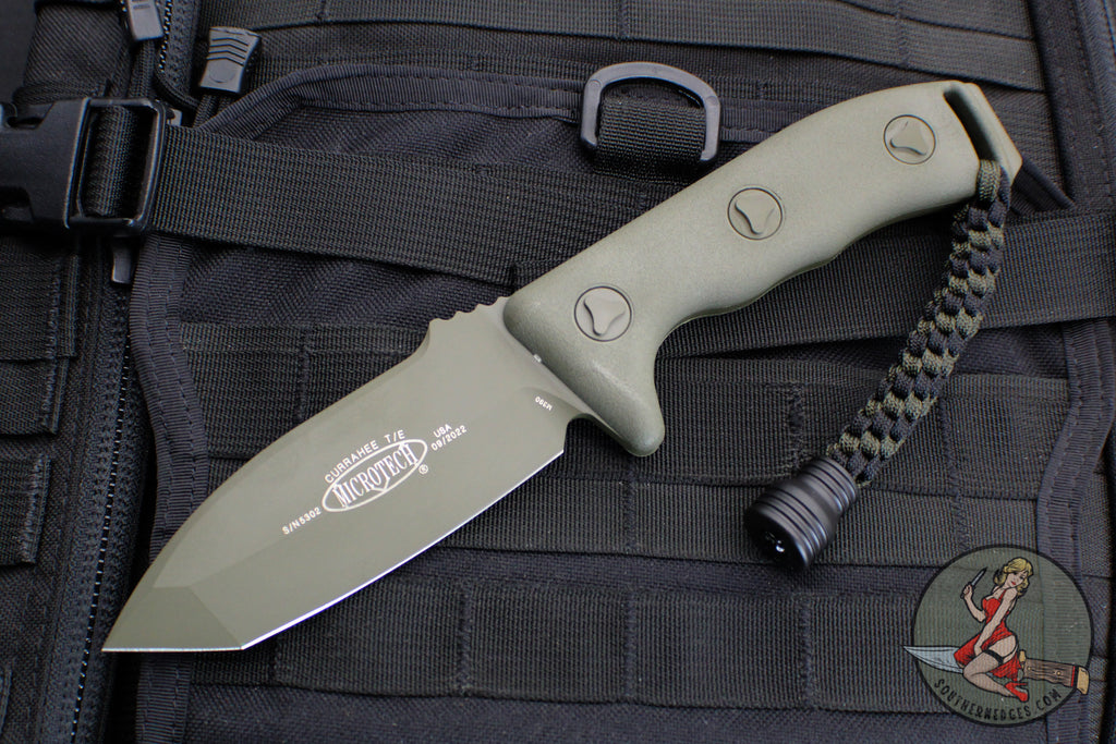 Microtech Currahee Fixed Blade Knife- Tanto Edge- Cerakoted OD Green H ...